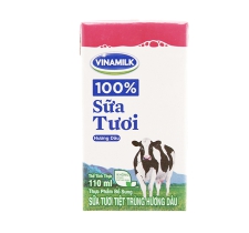 Sữa tươi tiệt trùng dâu Vinamilk 100% 110ml