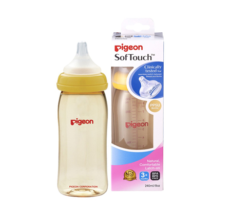 Bình sữa pigeon PPSU Plus 240ml vàng