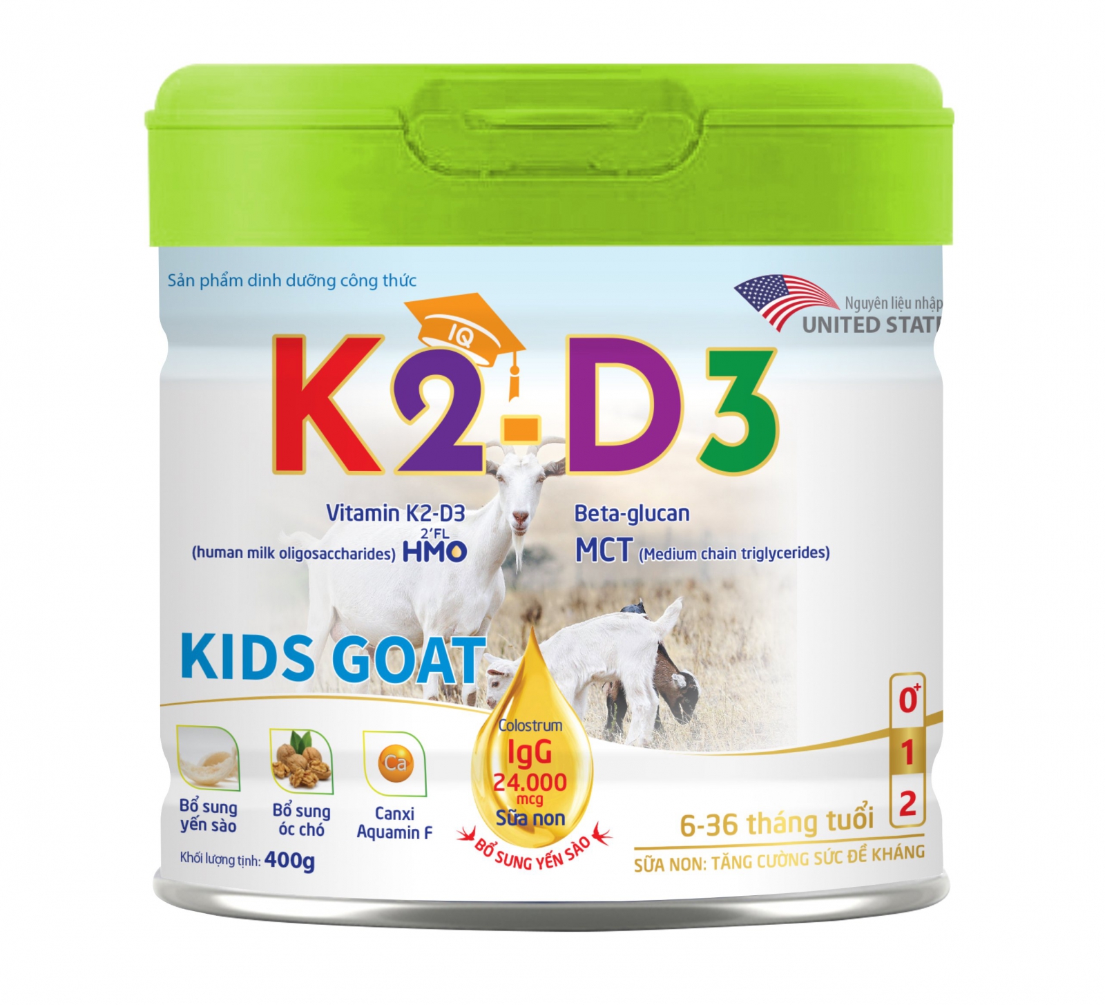 Sữa bột K2-D3 KIDS GOAT Step 1+ (6-36 tháng) 900g